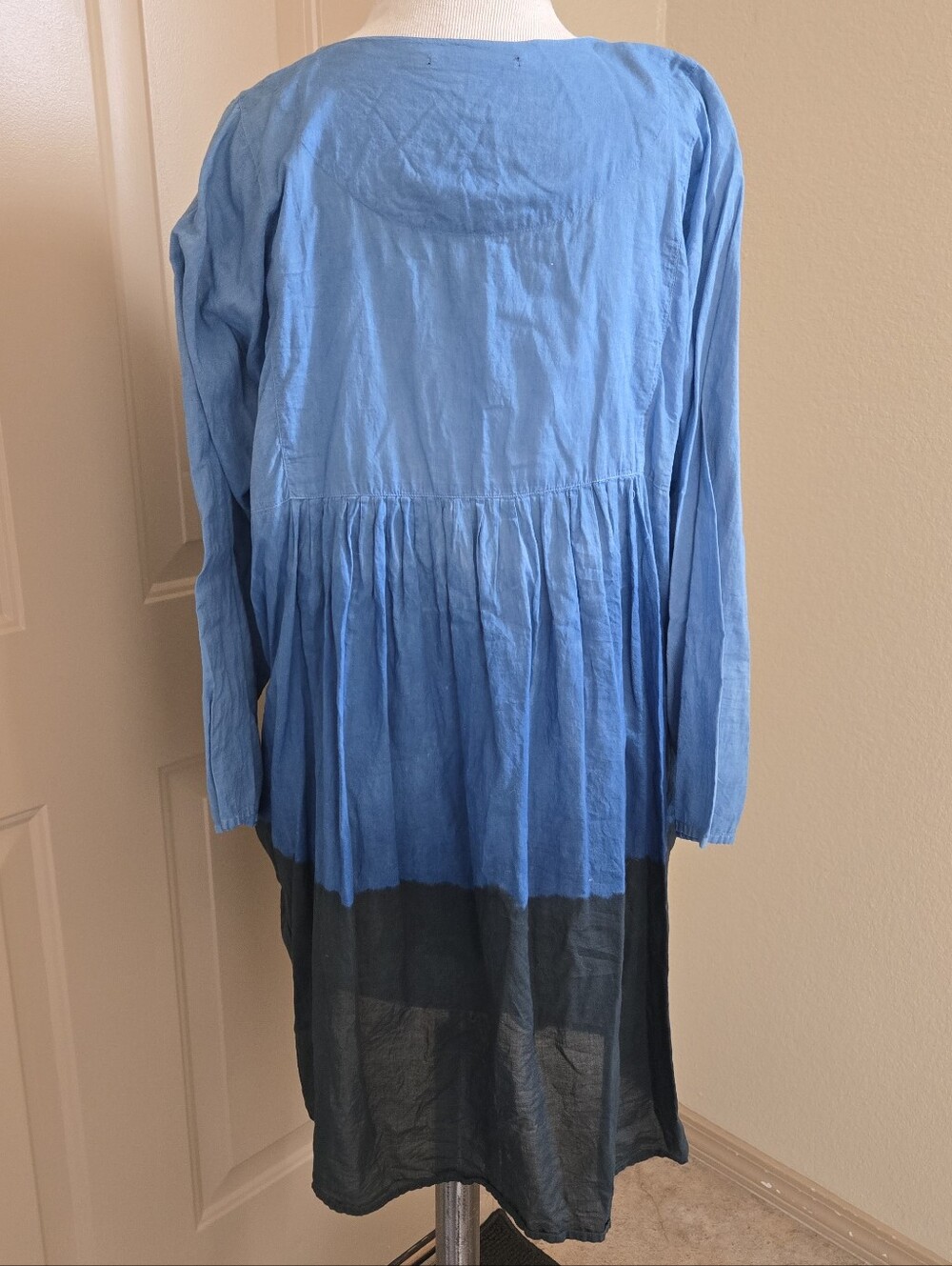 GUDRUN SJODEN Blue Multicolor Oversized Long Sleeve Blouson Scandi Dress xL - Picture 3 of 5